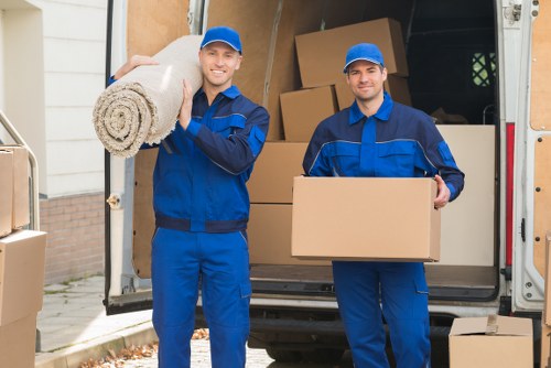 Commercial office furniture being loaded for pick-up
